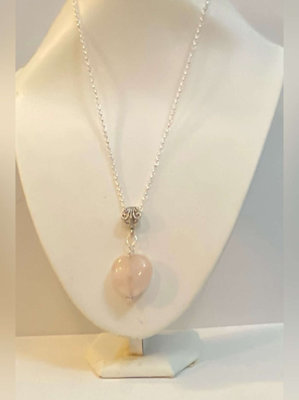 Rose Quartz pink heart pendant
